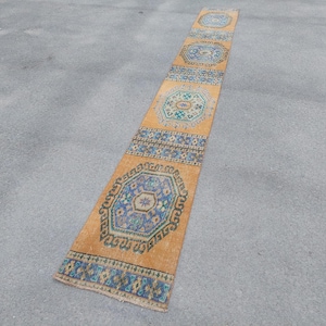 Skinny 2x16 Turkish rug runner extra long, Stair rug runner, Persian Heriz runner rug, Narrow long runner rug 2x17 vintage, Malayer rug rare