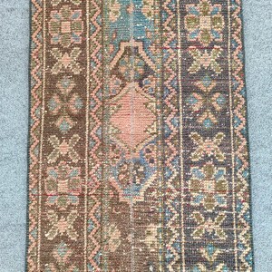 2x11 runner rug Skinny, Turkish runner 2x11, Vintage runner 2x11, Oushak runner 2x11, Patchwork runner rug, 2 wide runner rug neutral