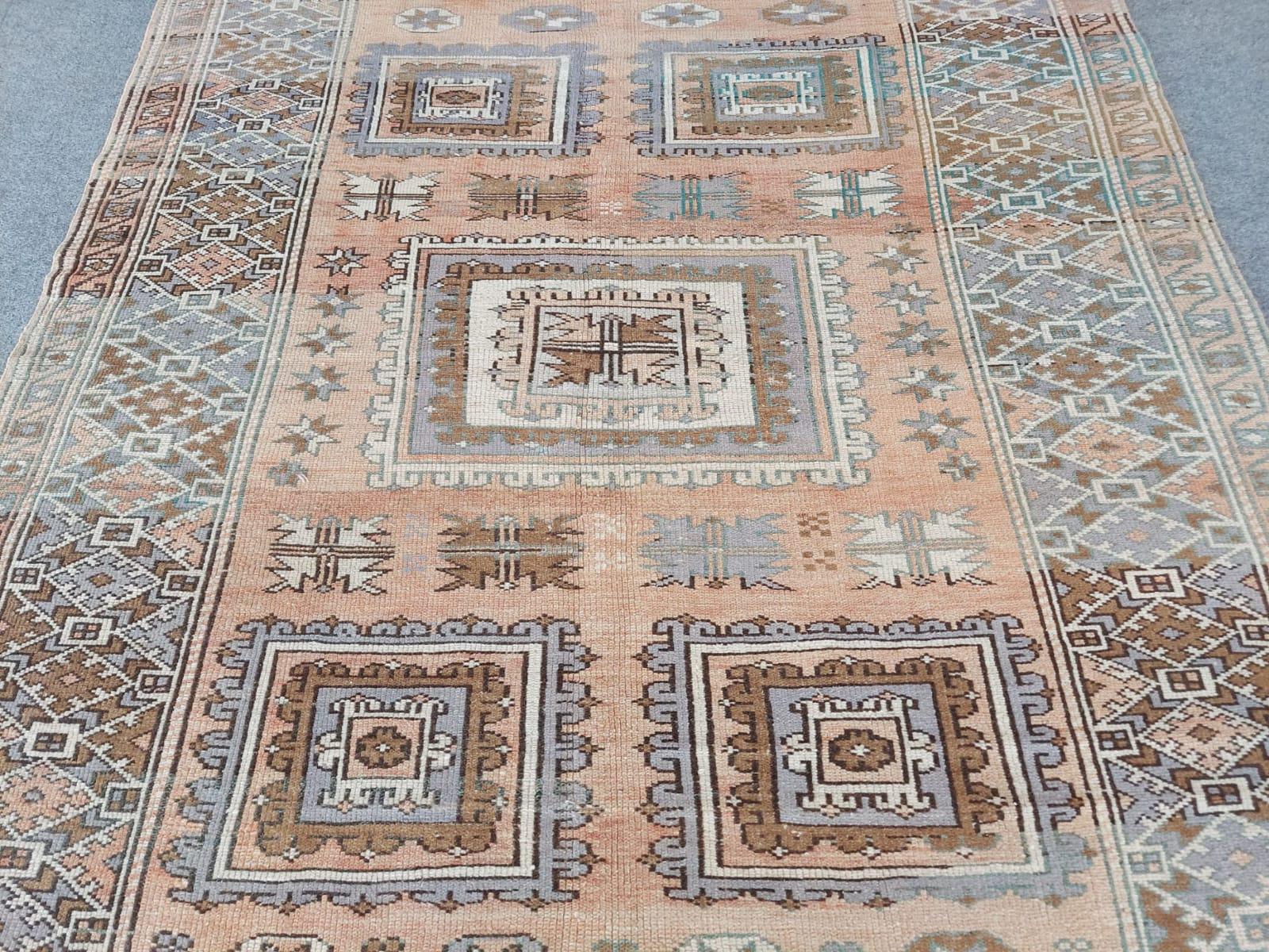 56×138 ViNTAGETURKiSH RUG 5x7 Turkish Rug, Kayseri Rug Vintage, Medallion 5x7 Oushak Rug