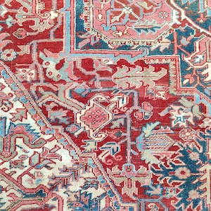 8x11 Heriz area rug, Serapi rug vintage 8x11, Oversize Persian rug 8x11 antique, Oriental rug 8x11, Red living room rug 8x11, Malayer rug