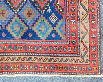 Stunning! Navy 5x7 Tribal rug, Heriz rug 5x7 vintage, Antique 5x7 oriental rug, serapi rug 5x7 colorful, Geometric 5x7 rug, Dark rug rare