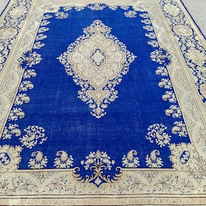 10x13 Navy Persian area rug, Oversize oriental rug 10x13, Heriz area rug 10x13, Vibrant antique rug 10x13, Mahal rug, Living room rug 10x13