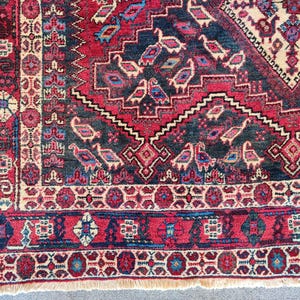 4x5 Malayer rug antique, Persian rug 4x5, Heriz rug 4x5, Vibrant vintage rug 4x5, Deep color rug 4x5, dark turkish rug 4x5, Shiraz rug