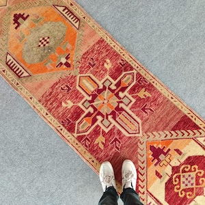 Extra long 3x14 Herki rug runner antique, Persian runner 3x14 vintage, Oriental rug, Turkish 3x14 oushak runner, Malayer rug, Heriz rug 3x14