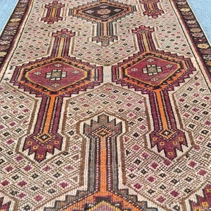 Rare! Gray Rug 3x12 runner Oriental, Persian 3x12 heriz runner rug, 3x12 turkish runner, Oushak runner 3x12 rug, Herki runner 3x12 vintage