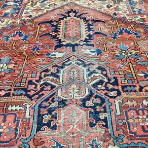 9x12 Heriz rug Oversize, Antique serapi rug 9x12, Persian rug 9x12, Mahal rug vintage 9x12, Living room rug 9x12 oriental, Malayer rug rare