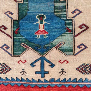 Stunning! Blue 5x7 Turkish rug, Heriz rug 5x7 vintage, Antique 5x7 oriental rug, Oushak rug 5x7 colorful, Persian 5x7 rug, Malayer rug rare