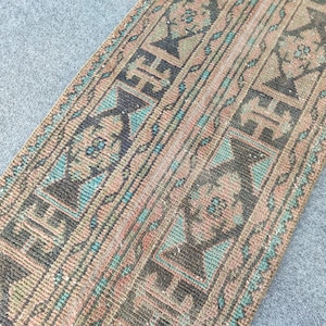 2x11 runner rug Skinny, Turkish runner 2x11, Vintage runner 2x11, Oushak runner 2x11, Patchwork runner rug, 2 wide runner rug neutral