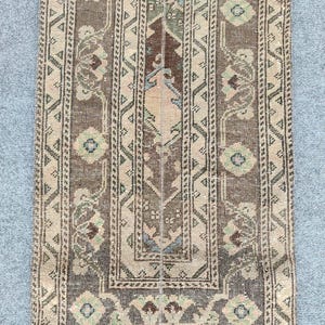 2x11 runner rug Skinny, Turkish runner 2x11, Vintage runner 2x11, Oushak runner 2x11, Patchwork runner rug, 2 wide runner rug neutral