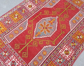Antique 4x6 Turkish rug, Oriental rug 4x6 vintage, Oushak rug, Heriz rug 4x6, Serapi rug, Colorful anatolian rug 4x6, Kurdish rug, furniture