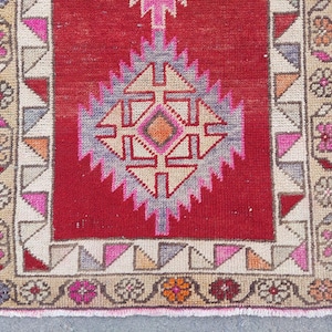 Red 2.6 x 11 ft runner, Herki runner 3x11 vintage, Persian 2x12 heriz runner rug, Colorful 3x11 turkish runner, Oushak runner 3x11 rug