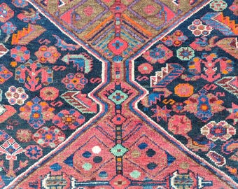 8x10 Heriz area rug, Antique rug 8x10 Persian, Serapi rug, Colorful oriental rug 8x10, Living room rug 8x10 vintage, Oversize rug, Furniture