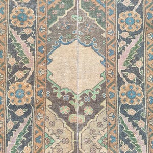 2x12 runner rug Skinny, Turkish runner 2x12, Vintage runner 2x12, Oushak runner 2x12, Patchwork runner rug, 2 wide runner rug neutral