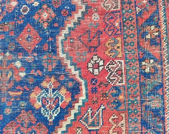 7x10 Shiraz rug Antique, Persian area rug 7x10, Heriz area rug 7x10 deep color, Mahal rug, Oriental rug 7x10 vintage, Malayer rug dark color