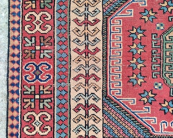 Antique 4x6 Turkish rug, Oriental rug 4x6 vintage, Oushak rug, Heriz rug 4x6, Serapi rug, Colorful anatolian rug 4x6, Kurdish rug, furniture