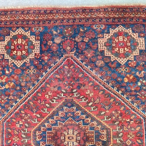 Stunning! Navy 5x7 Persian rug, Shiraz rug 5x7 vintage, Antique 5x7 oriental rug, serapi rug 5x7 colorful, Heriz 5x7 rug, Malayer rug