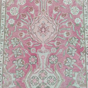 rare 3x15 extra long persian runner rug, Heriz rug runner 3x15 vintage, Turkish 3x15 oushak runner pink, Antique long runner Oriental wool