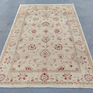 6x9 Modern Oushak rug, Luxury turkish rug 6x9, Natural vintage rug 6x9, Wool Afghan rug, Living room rug 6x9 soft color, Home Furniture