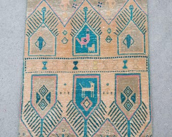 Rug 2.7 x 10 ft runner, Persian 3x10 heriz runner rug, Neutral 3x10 turkish runner, Oushak runner 3x10 rug, Herki runner 3x10 vintage