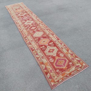 Rare long 3x14 Herki rug runner antique, Persian runner 3x14 vintage, Extra long rug, Turkish 3x14 oushak runner, heriz rug, Serapi rug 3x14