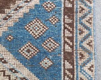 Blue Rug 3x10 runner Kurdish, Persian 3x10 heriz runner rug, Colorful 3x10 turkish runner, Oushak runner 3x10 rug, Herki runner 3x10 vintage