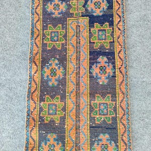 Rare 1.8 x 11 ft runner rug Skinny, Turkish runner 2x11, Vintage runner 2x11, Oushak runner 2x11, Patchwork runner rug, 2 wide runner rug