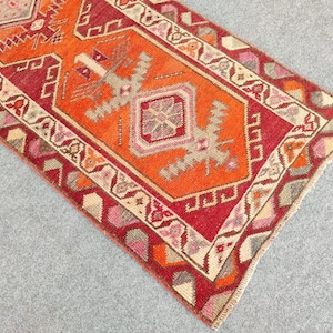 3x15 runner rug extra long, oriental rug, Persian 3x15 heriz runner rug, Orange 3x15 turkish runner, Herki rug 3x15 vintage, Hallway rug