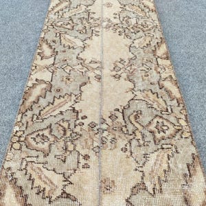 Grauer Läufer 70x70, dünner Läufer, Türkischer Läufer 7x7, Vintage Läufer 2x7, Oushak Läufer 2x7, Schmaler Läufer, Perser 2x7 Heriz Läufer Neutral