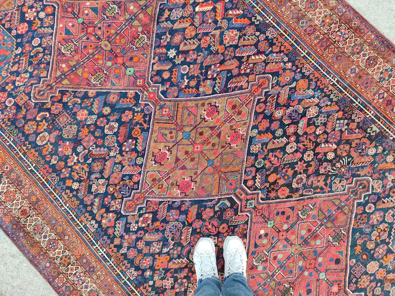 Rare! 8x10 Heriz area rug, Oversize persian rug 8x10, Serapi rug vintage 8x10, Antique 8x10 living room rug, Mahal rug, Oriental rug 8x10 ft image 6