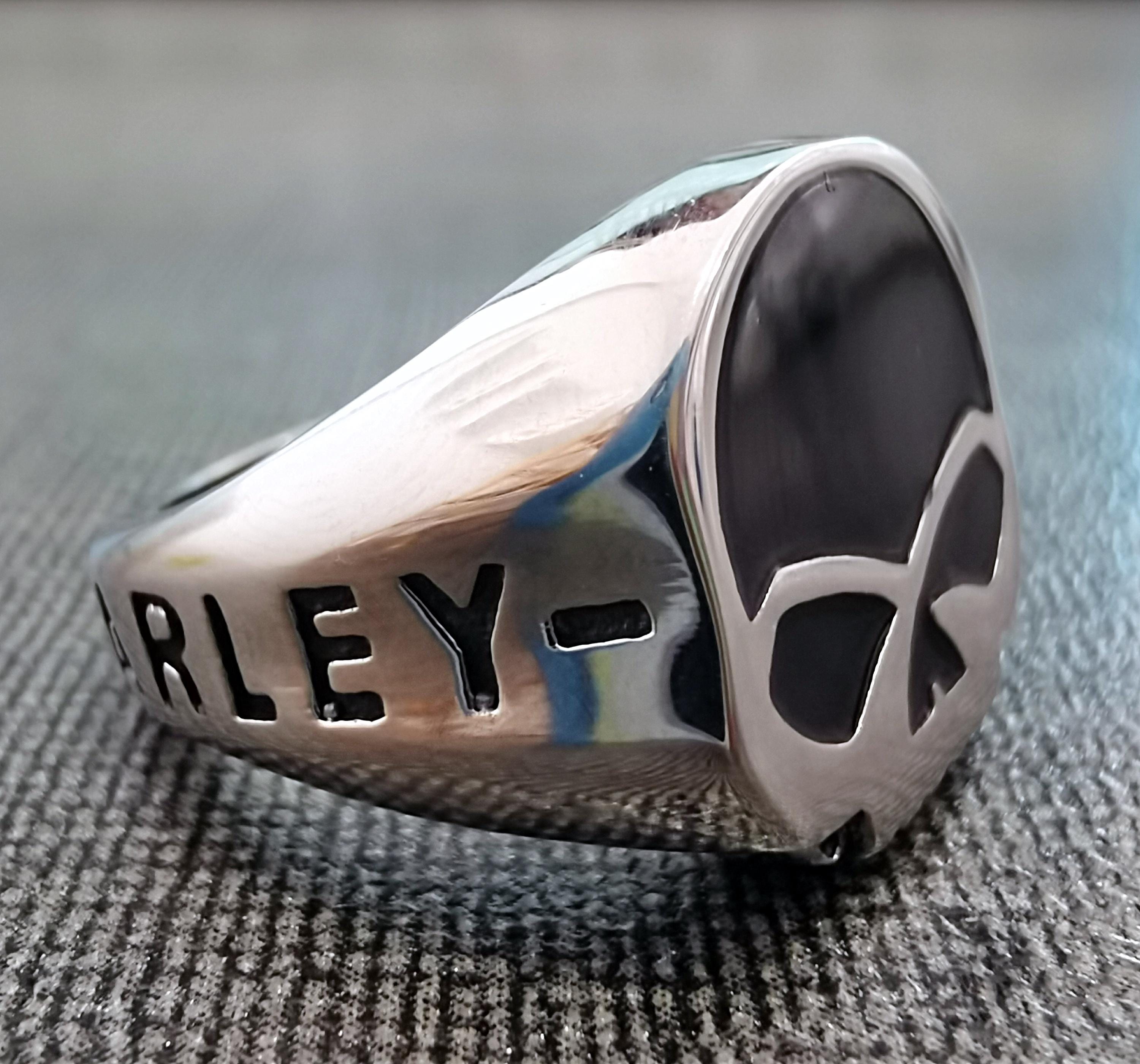Bague Squelette Harley-Davidson En Argent Sterling 925 - Taille 9 - Style Gothic - Neuf
