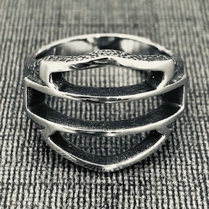Stainless Steel Cage Ring – Open Geometric Biker Ring, Gothic Punk Silver Band