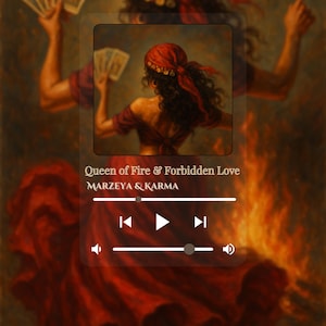Póster digital Reina del Fuego y Amor Prohibido / Bruja Gitana / Arte mural de poder femenino