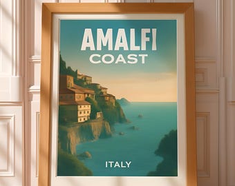 Amalfi Coast Wall Art – Italy Digital Download, Printable Travel Poster, Mediterranean Coastal Decor, Instant Download Art Print