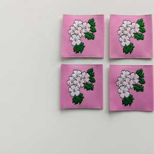 Hawthorns | Woven Luxe Labels | 4 pack | Garment Labels For Handmade Clothes | Sewing Gift | May Birth Month Flower | Sewist | Clothing Tag