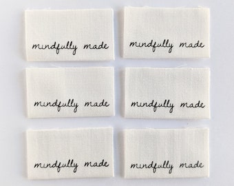 Achtsam gemacht | Cotton Luxe Labels | 6er Pack | Gewebte Kleidungsetiketten | Nähen Geschenk