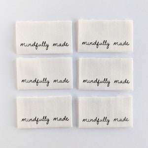 Mindfully Made Cotton Luxe Labels 6 pack Woven Garment Labels For Handmade Clothes Sewing Gift image 1