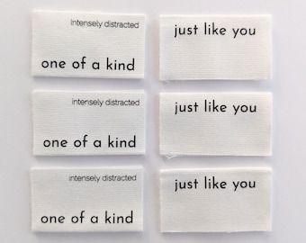One of a Kind, Just Like You | Cotton Luxe Labels | 6 pack | Woven Garment Labels For Handmade Clothes | Sewing Gift