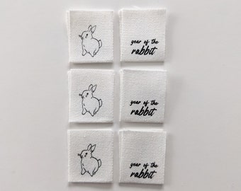 Year of the Rabbit | Cotton Luxe Labels | 6 pack | Woven Garment Labels For Handmade Clothes | Sewing Label Gift | Lunar New Year