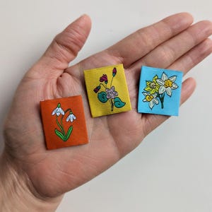 Birth Month Flowers: January, February, March | Variety Woven Label Pack | Garment Labels For Handmade Clothes | Sewing Gift | Clothing Tag