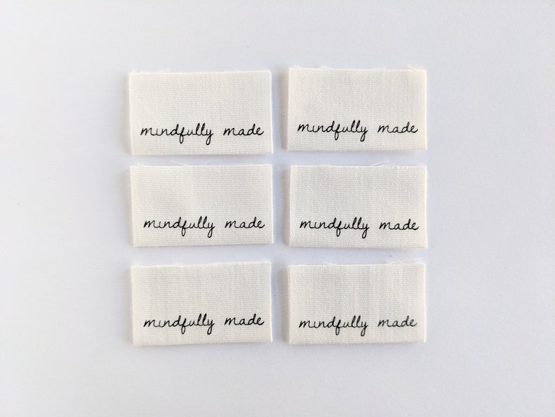 Mindfully Made Cotton Luxe Labels 6 pack Woven Garment Labels For Handmade Clothes Sewing Gift image 1