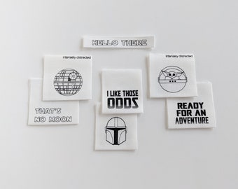 Galaxy Series 2 | Variety Luxe Labels | 4 pack | Garment Labels For Handmade Clothes | Sewing Gift | Star Wars | Geek