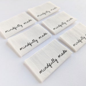 Mindfully Made Cotton Luxe Labels 6 pack Woven Garment Labels For Handmade Clothes Sewing Gift image 3