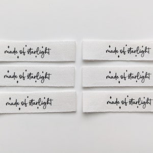 Made of Starlight | Cotton Luxe Labels | 6 pack | Woven Garment Labels For Handmade Clothes | Sewing Gift