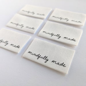 Mindfully Made Cotton Luxe Labels 6 pack Woven Garment Labels For Handmade Clothes Sewing Gift image 2