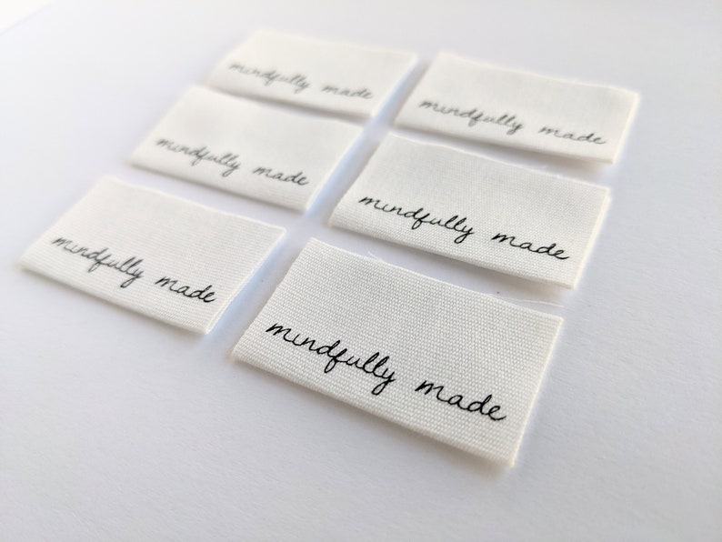 Mindfully Made Cotton Luxe Labels 6 pack Woven Garment Labels For Handmade Clothes Sewing Gift image 2