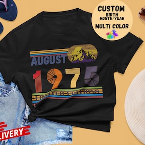 50th Birthday Retro Shirt, 1975 Birthday Sweatshirt Gift, 50 Years Bday Number Hoodie for Women / Men, Fifties Bday Tee For Wife Or Husband