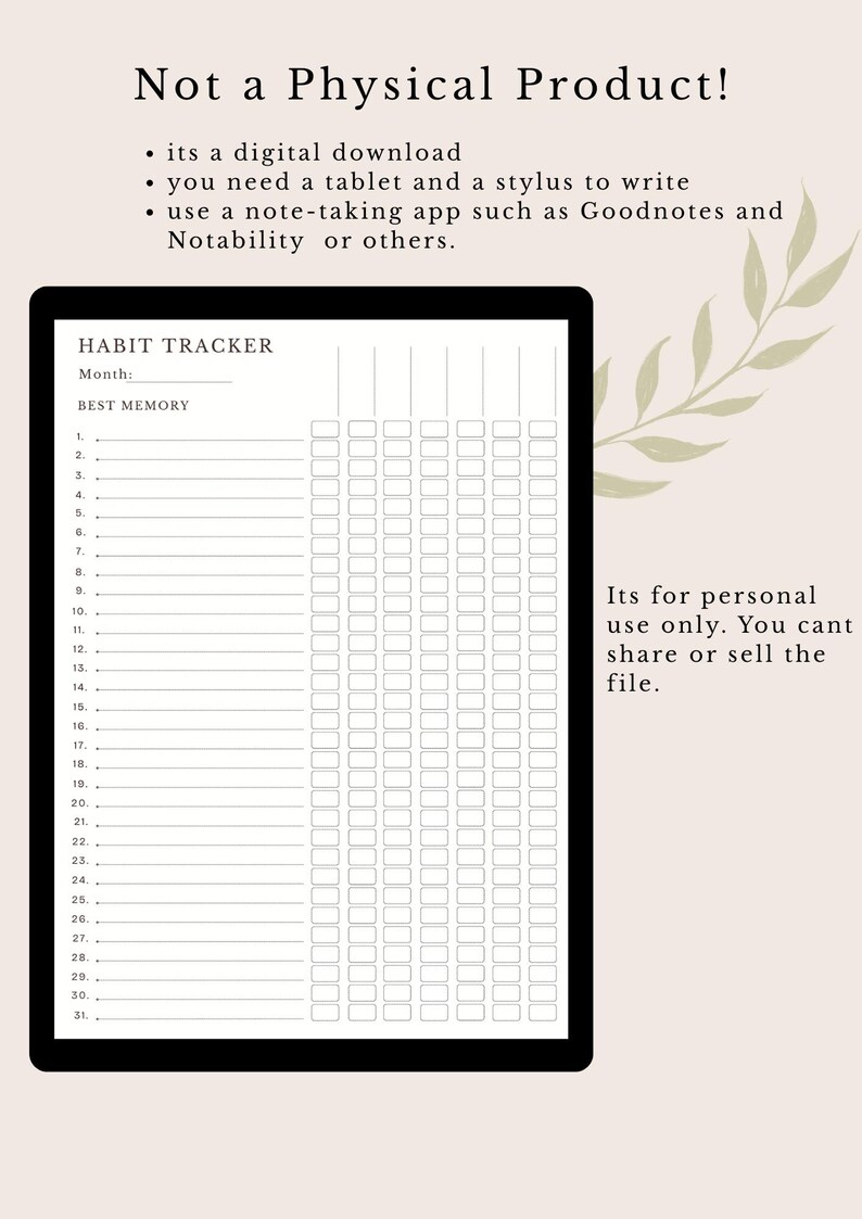 Daily Habit Tracker Printable | Minimal Habit Tracker With Favorite ...