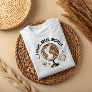 Explore Dream Discover-T-shirt, Travel Lover-T-shirt, Adventure Awaits Top, Road Trip-kleding, campingshirt, kleding
