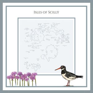Isles of Scilly Grußkarte, Karte der Scillies