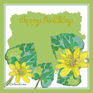 Celendines, carte d'anniversaire fleur sauvage britannique